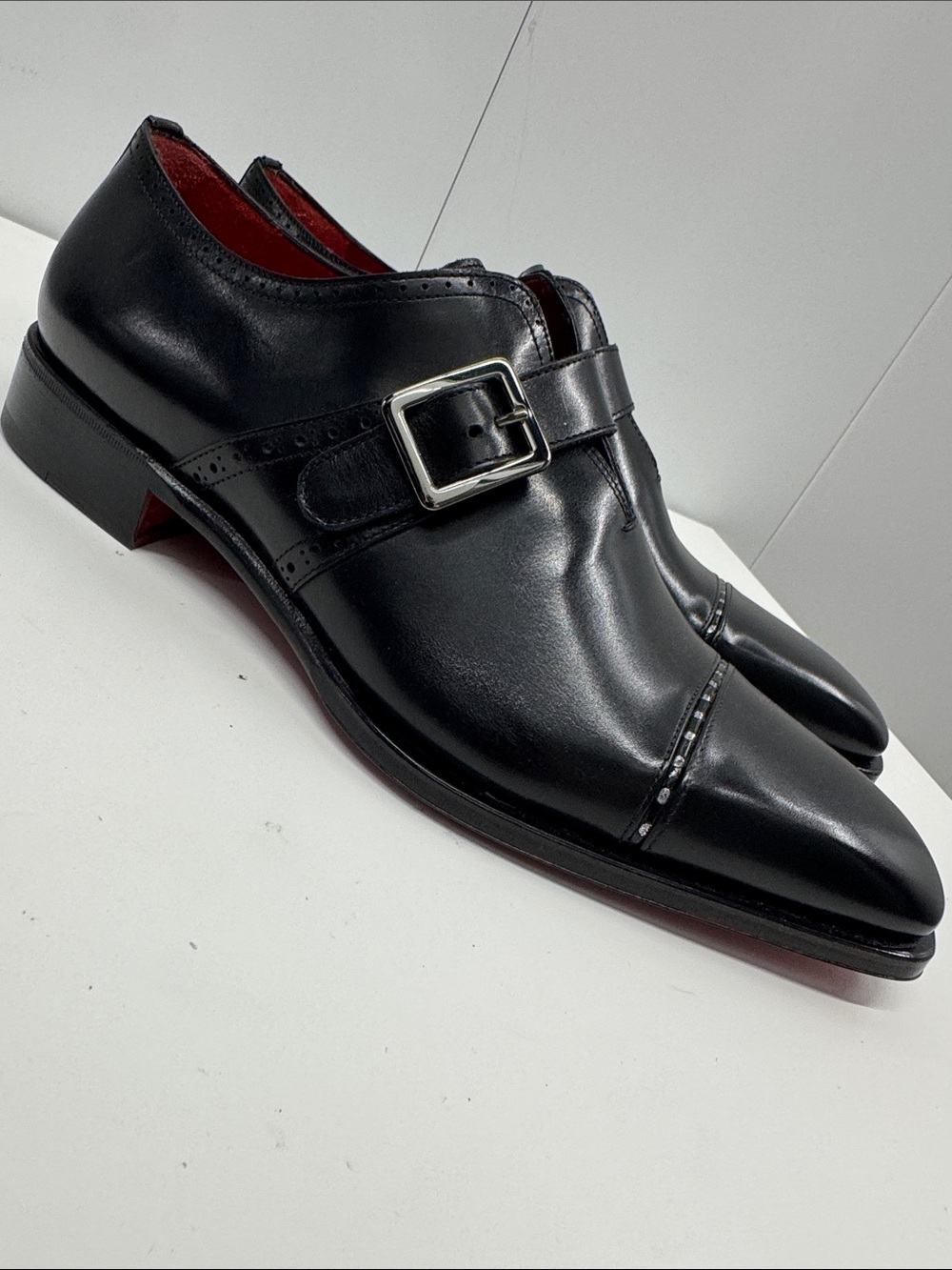 Caporicci Black Leather Single Monk Strap Oxfords size 9 1/2